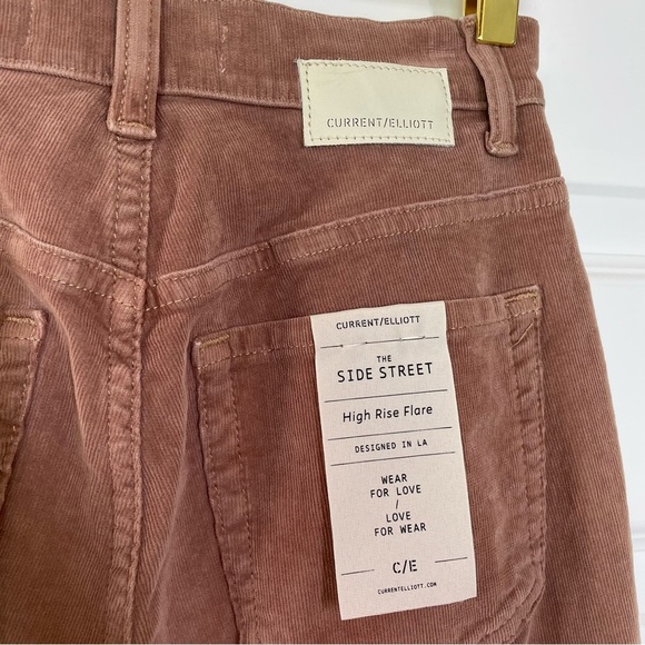 Current/Elliott Women's The Side Street High Rise Flare Pants in Blush Corduroy - Picture 3 of 10